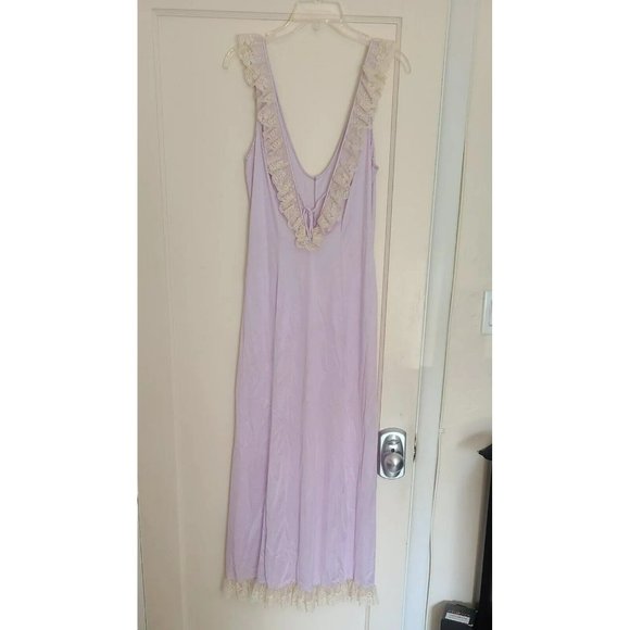 Vintage Jenelle Of California Sheer Nylon Nightgown Lace V Neck Tie Back - Picture 4 of 8